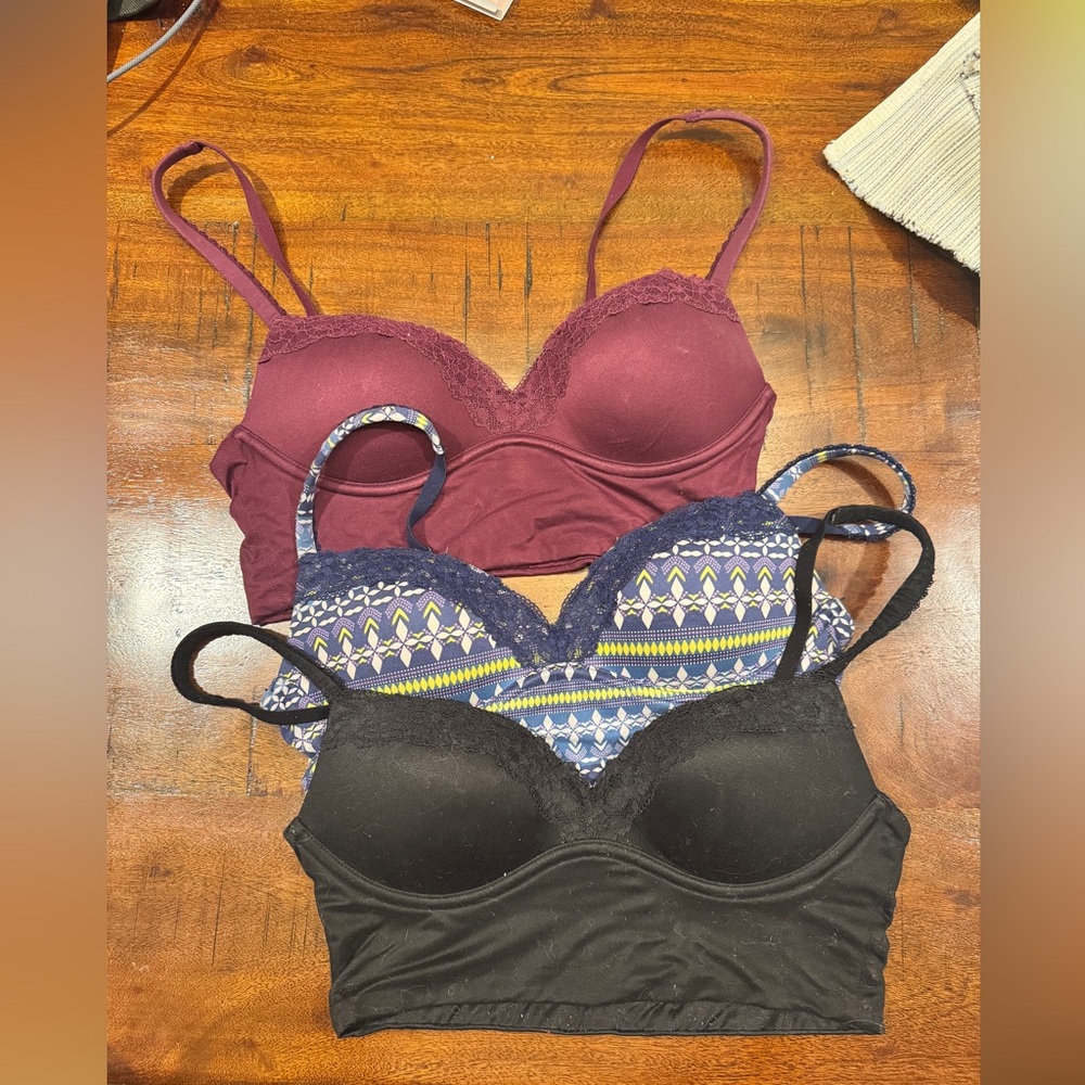Victoria's Secret Bra Set - Burgundy, Black, Blue Pattern